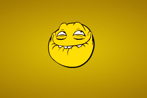Yellow Trollface Smile wallpaper 480x320