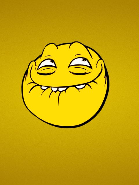Yellow Trollface Smile wallpaper 480x640