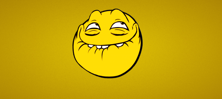 Yellow Trollface Smile wallpaper 720x320