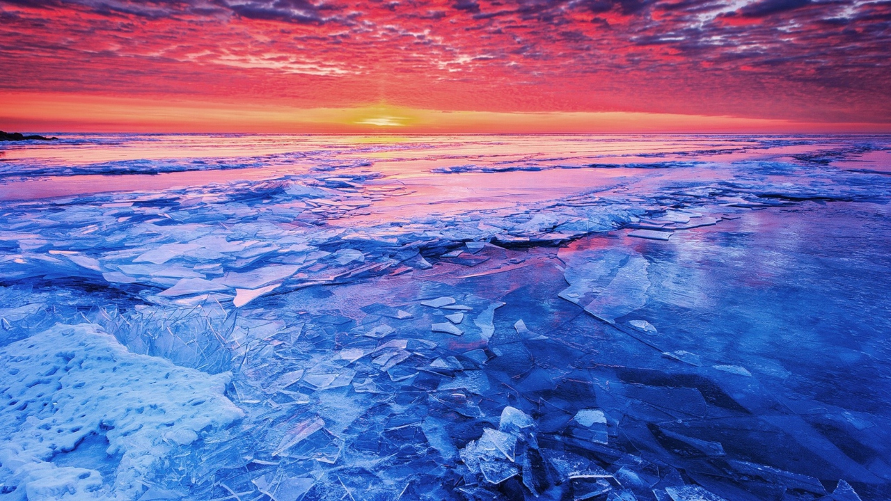 Sfondi Sunset And Shattered Ice 1280x720