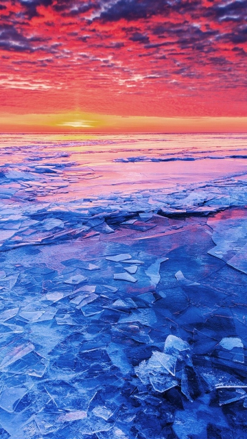 Fondo de pantalla Sunset And Shattered Ice 360x640