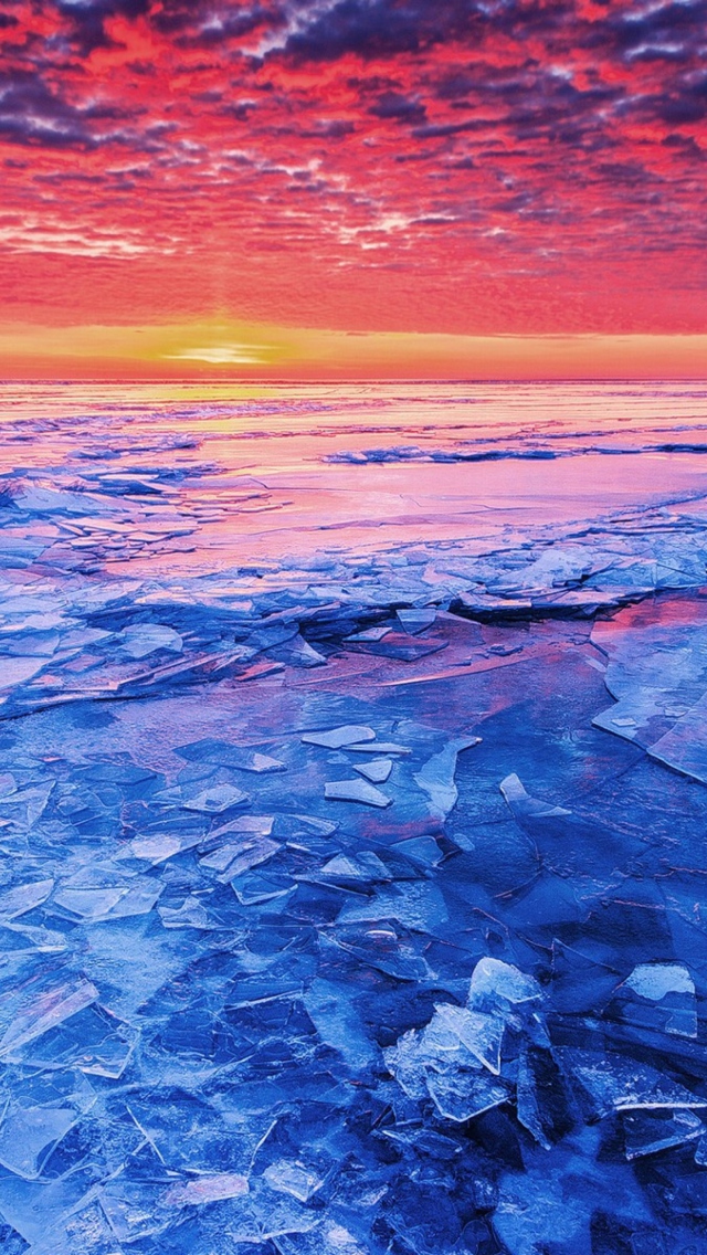 Fondo de pantalla Sunset And Shattered Ice 640x1136
