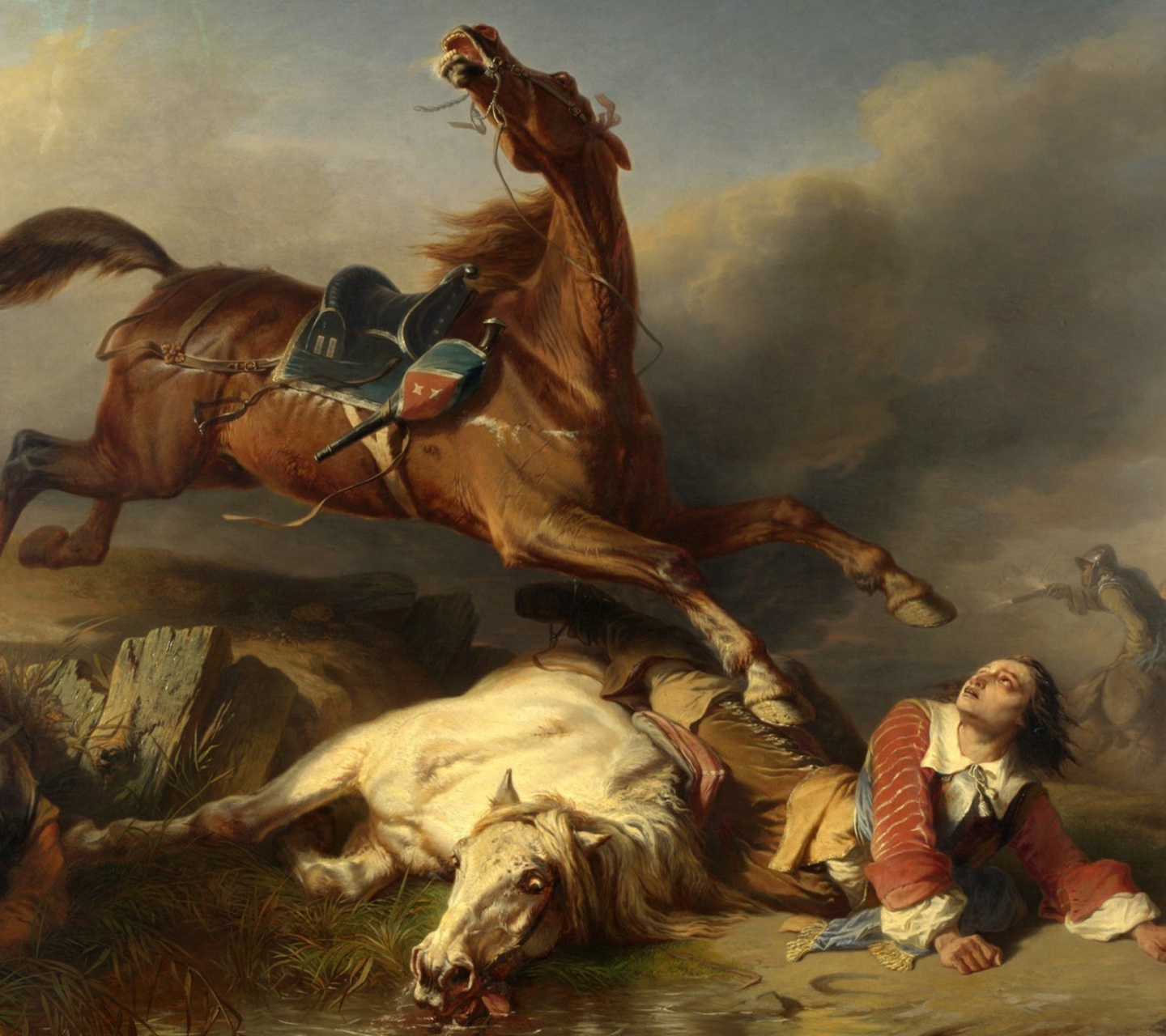 Das Horses Painting Wallpaper 1440x1280