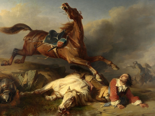 Das Horses Painting Wallpaper 640x480