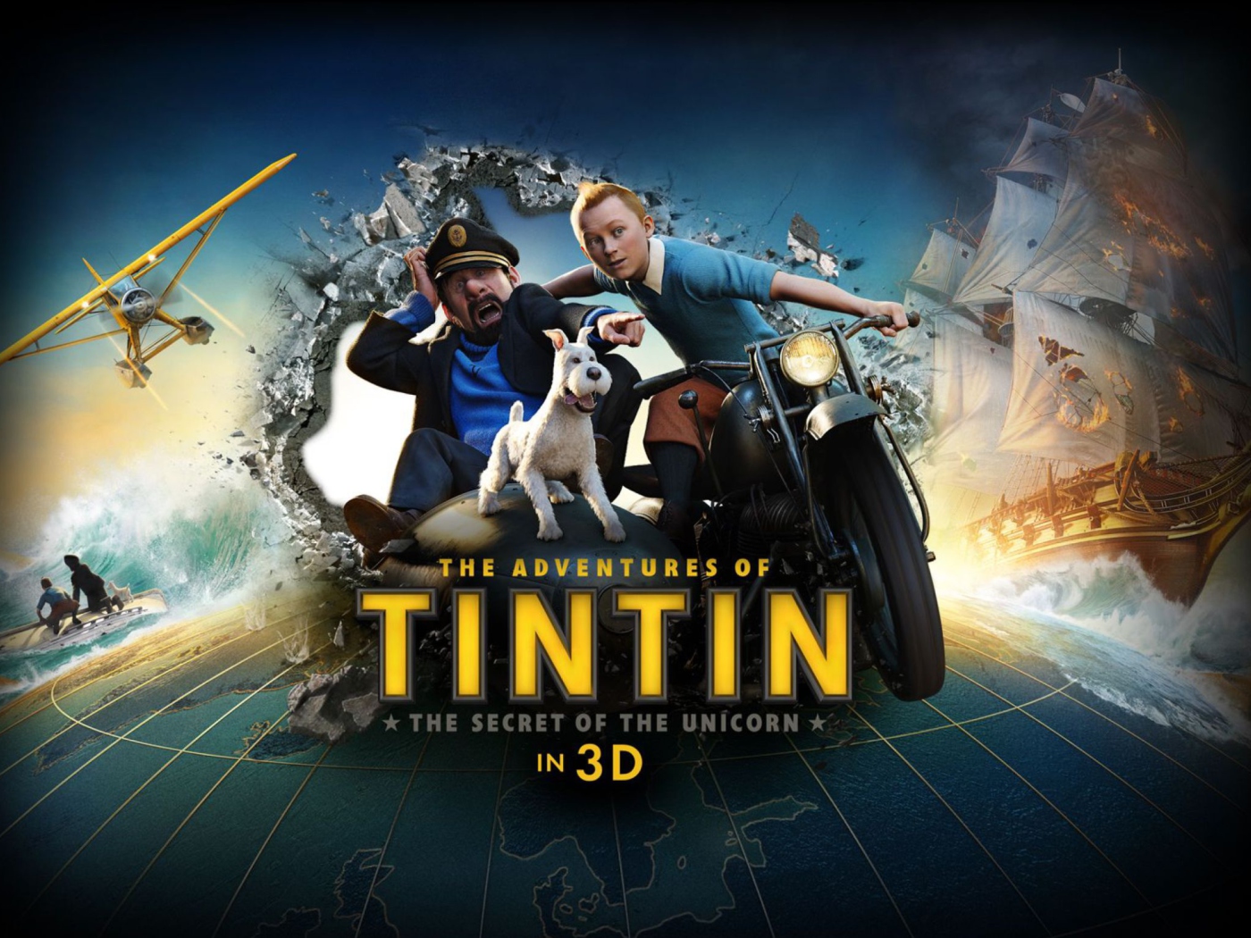 Das The Adventures Of Tintin 3D Wallpaper 1400x1050