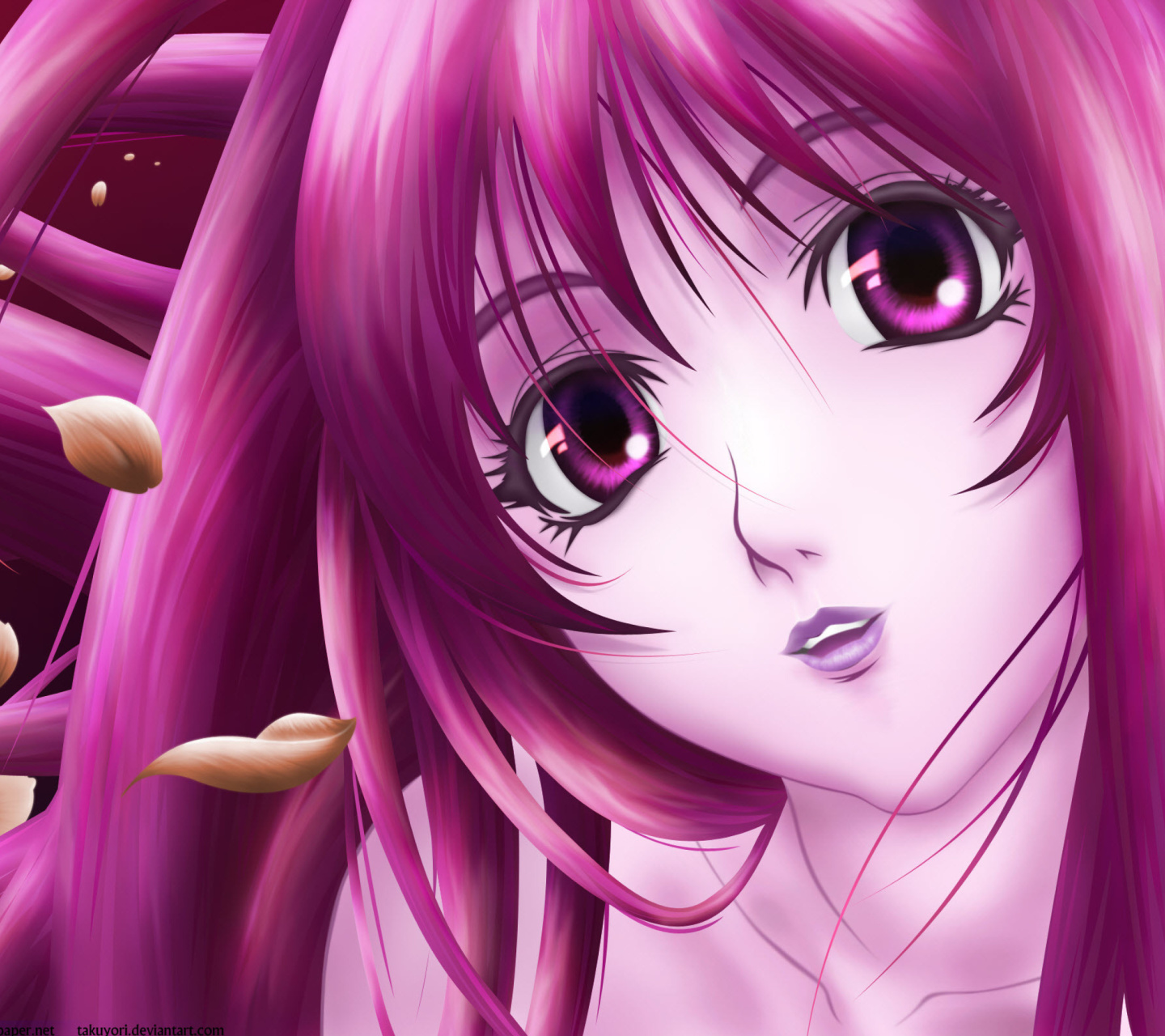 Обои Pink Anime Girl 1440x1280