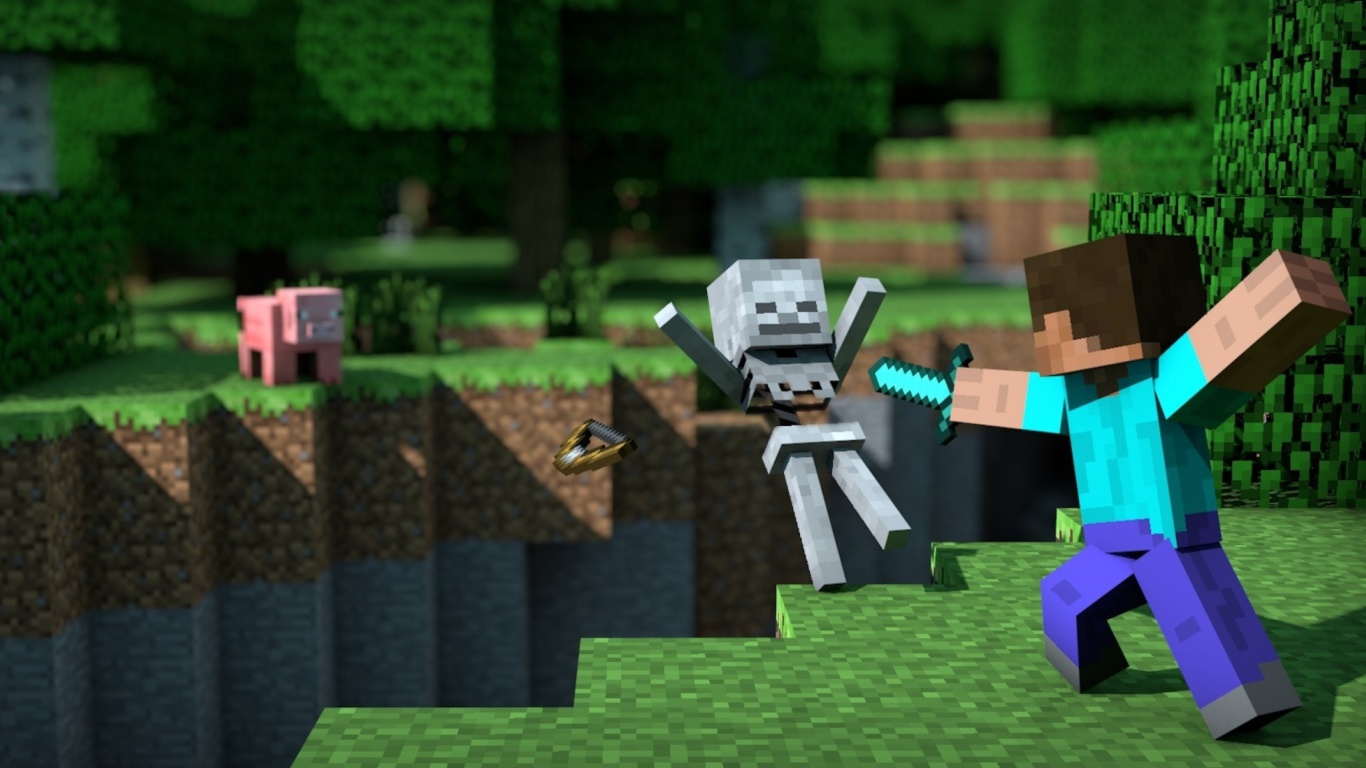 Fondo de pantalla Minecraft Steve 1366x768