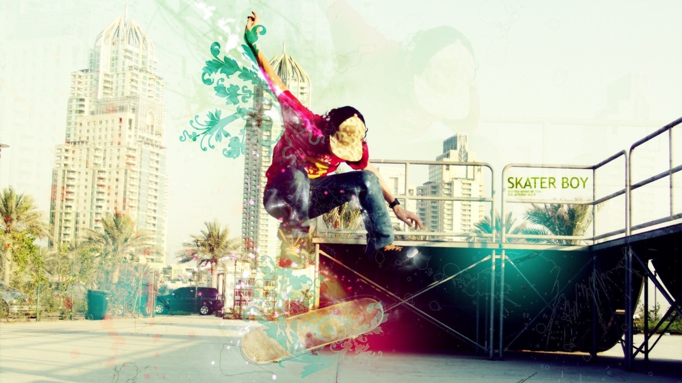 Fondo de pantalla Skater Boy 1366x768