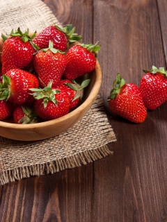 Basket fragrant fresh strawberries wallpaper 240x320