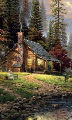 Chalet Painting wallpaper 240x400
