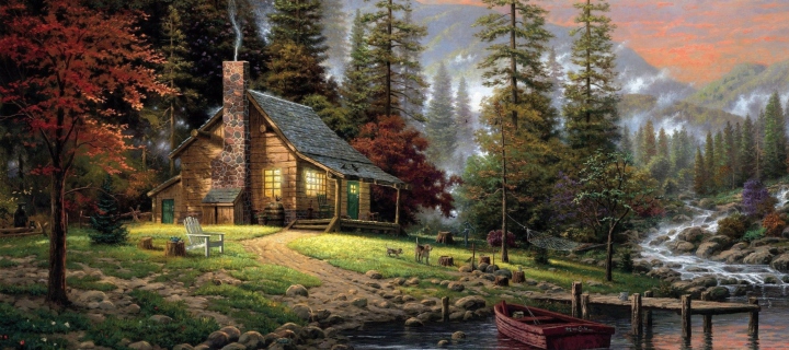 Chalet Painting wallpaper 720x320