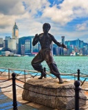 Bruce Lee statue in Hong Kong wallpaper 128x160