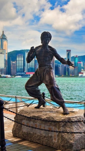 Bruce Lee statue in Hong Kong wallpaper 360x640