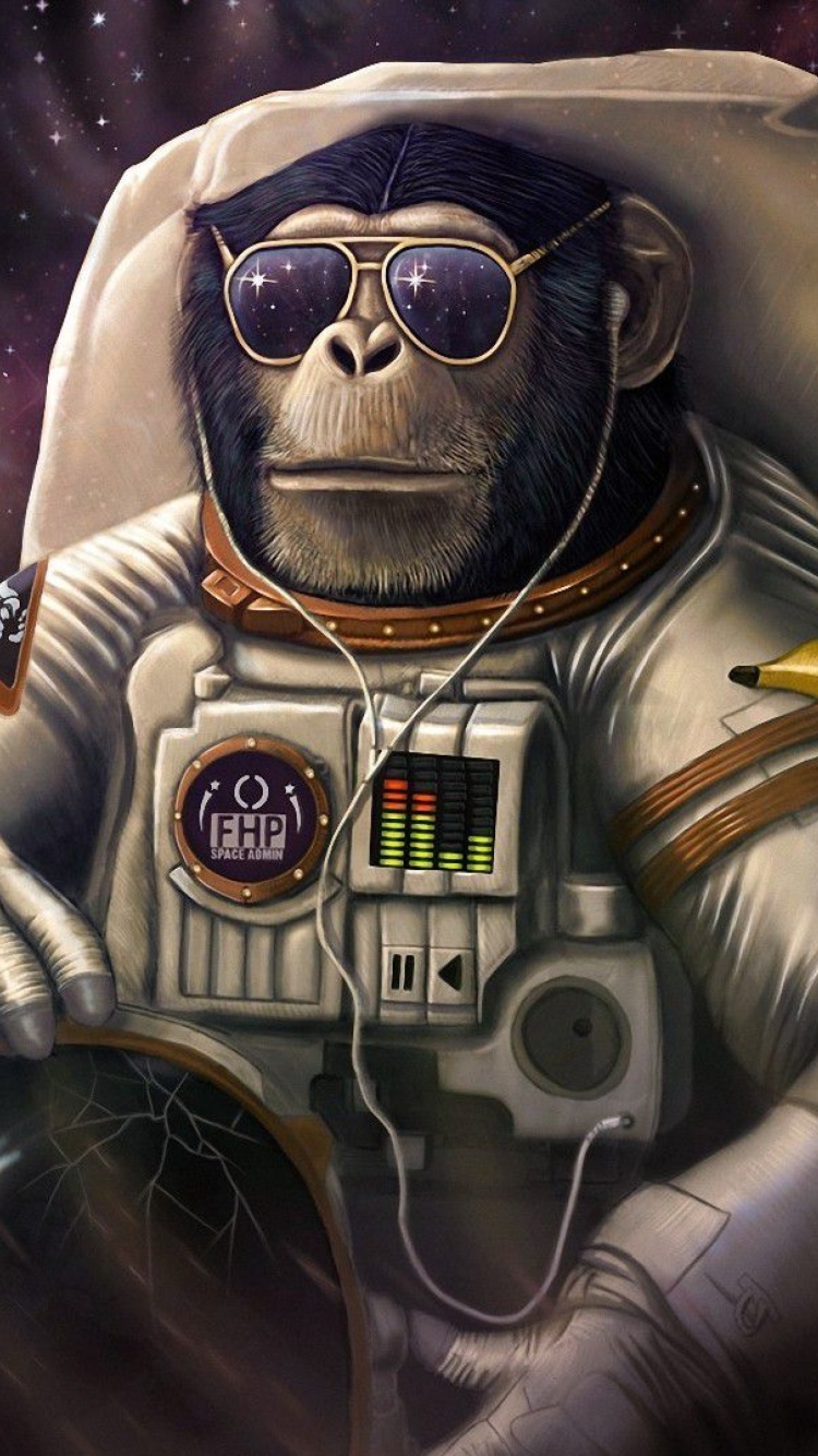 Обои Monkeys and apes in space 750x1334