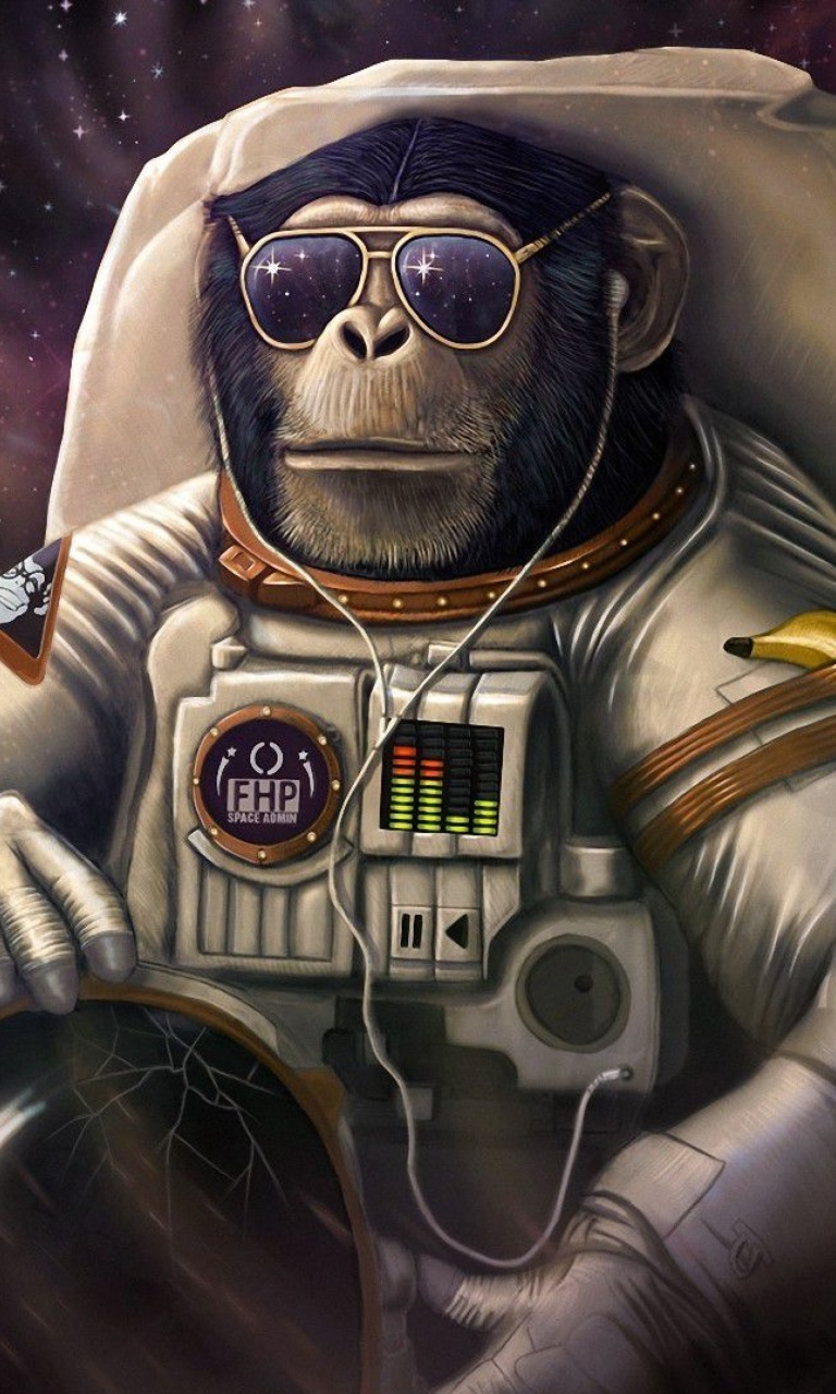 Das Monkeys and apes in space Wallpaper 768x1280