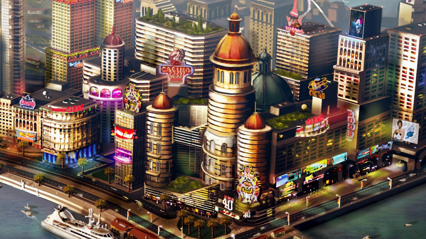 Sims City wallpaper 1366x768