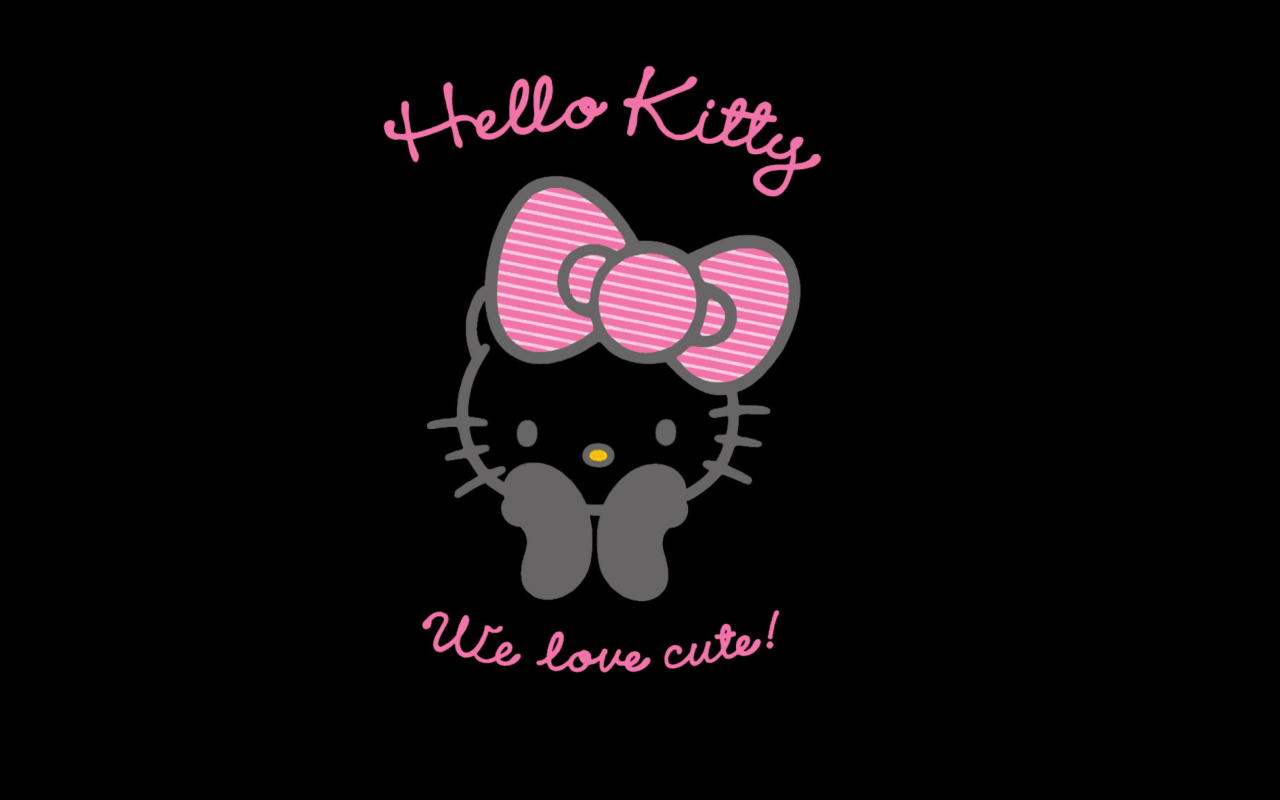 Обои Black Hello Kitty 1280x800