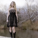 Fondo de pantalla Taylor Swift Black Dress 128x128