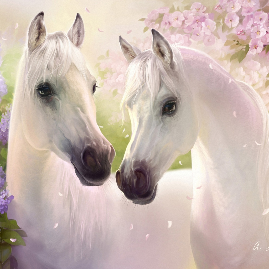 Fondo de pantalla White Horse Painting 1024x1024
