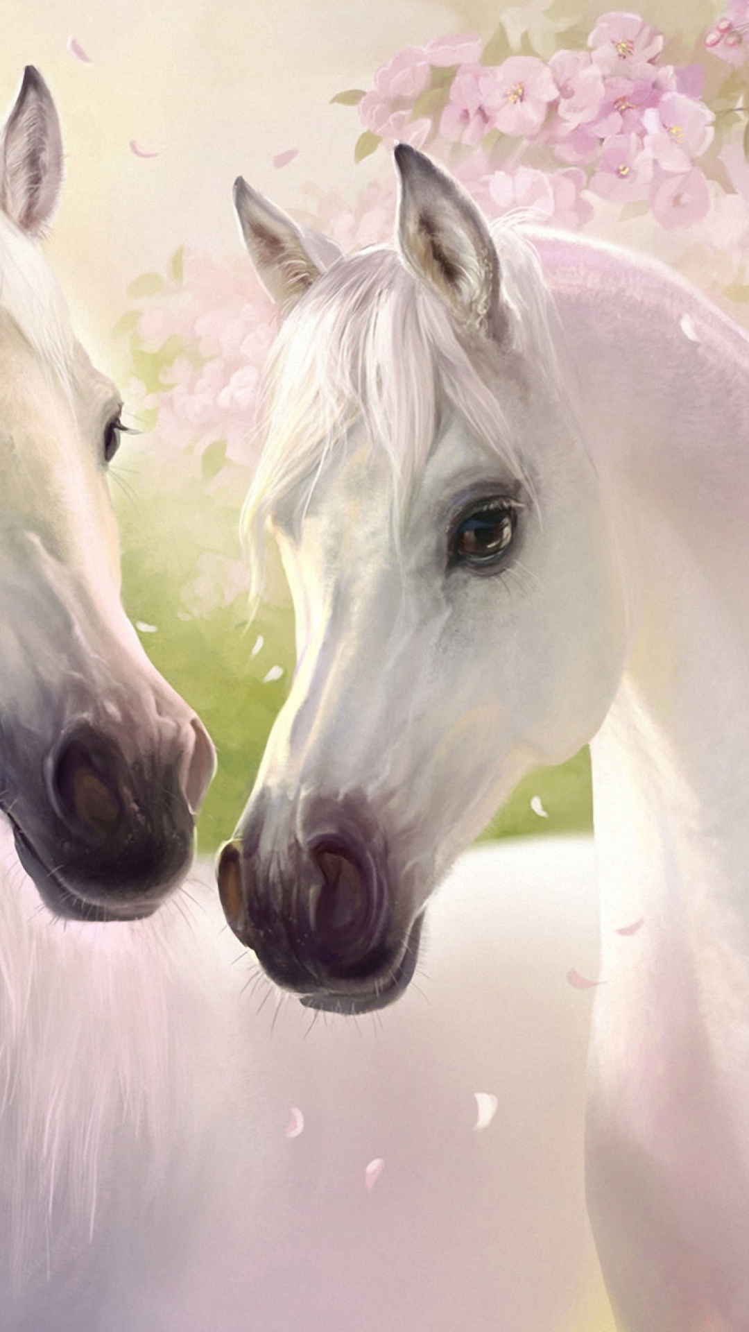 Sfondi White Horse Painting 1080x1920