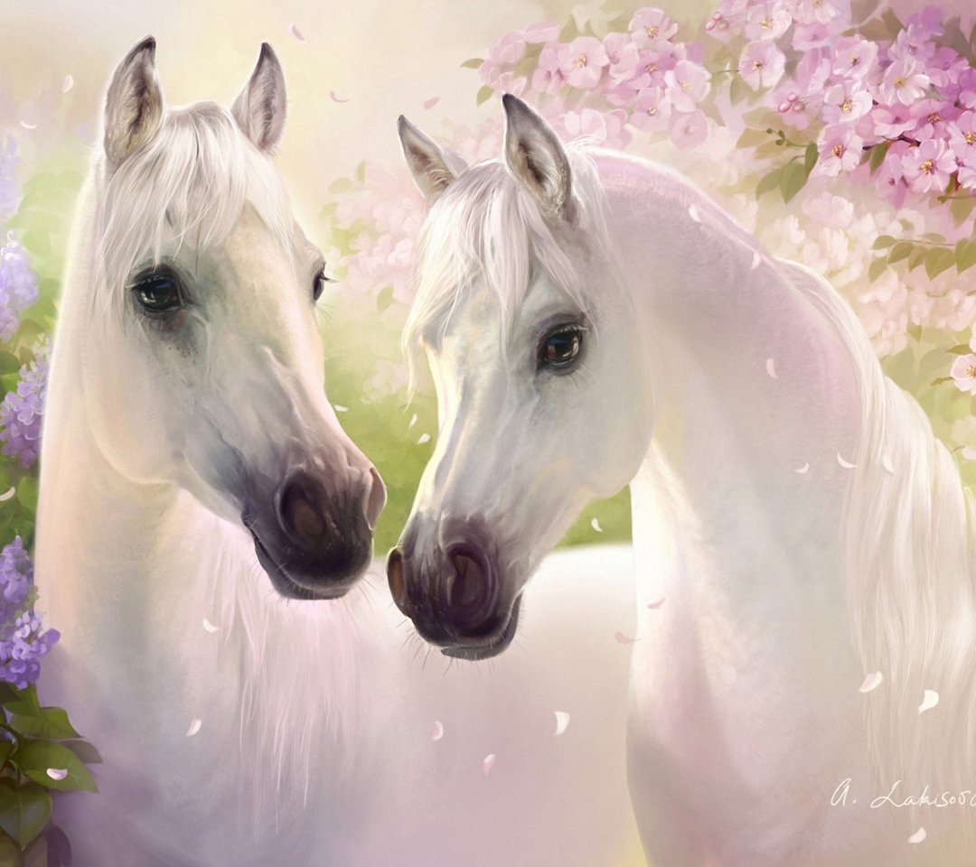 White Horse Painting wallpaper 1080x960