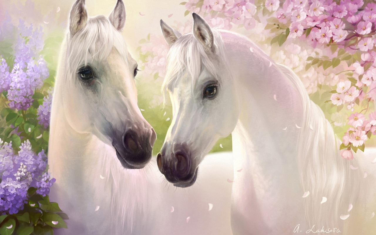 Обои White Horse Painting 1280x800