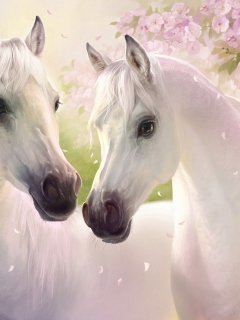 White Horse Painting wallpaper 240x320