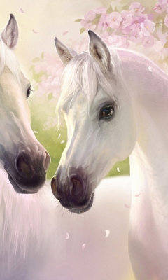 Fondo de pantalla White Horse Painting 240x400