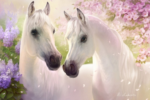 Fondo de pantalla White Horse Painting 480x320