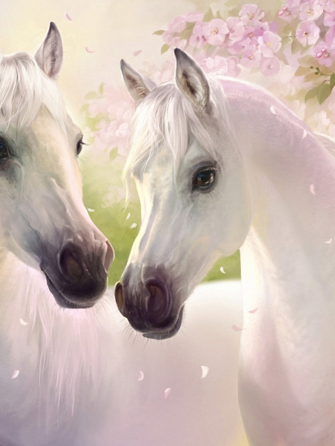 White Horse Painting wallpaper 480x640