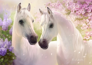Kostenloses White Horse Painting Wallpaper für Android, iPhone und iPad