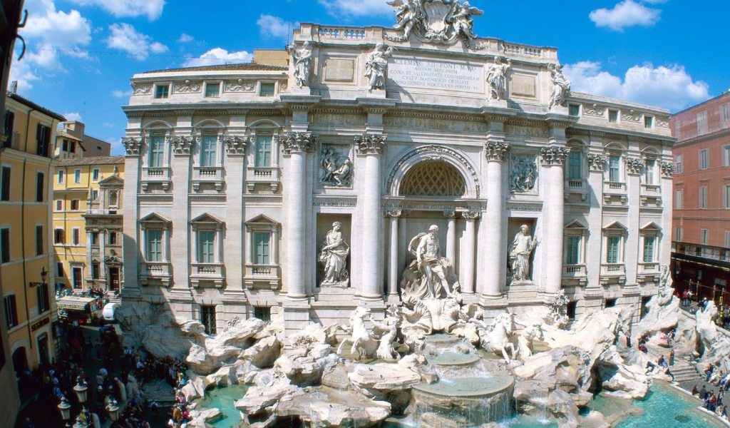 Обои Trevi Fountain - Rome Italy 1024x600