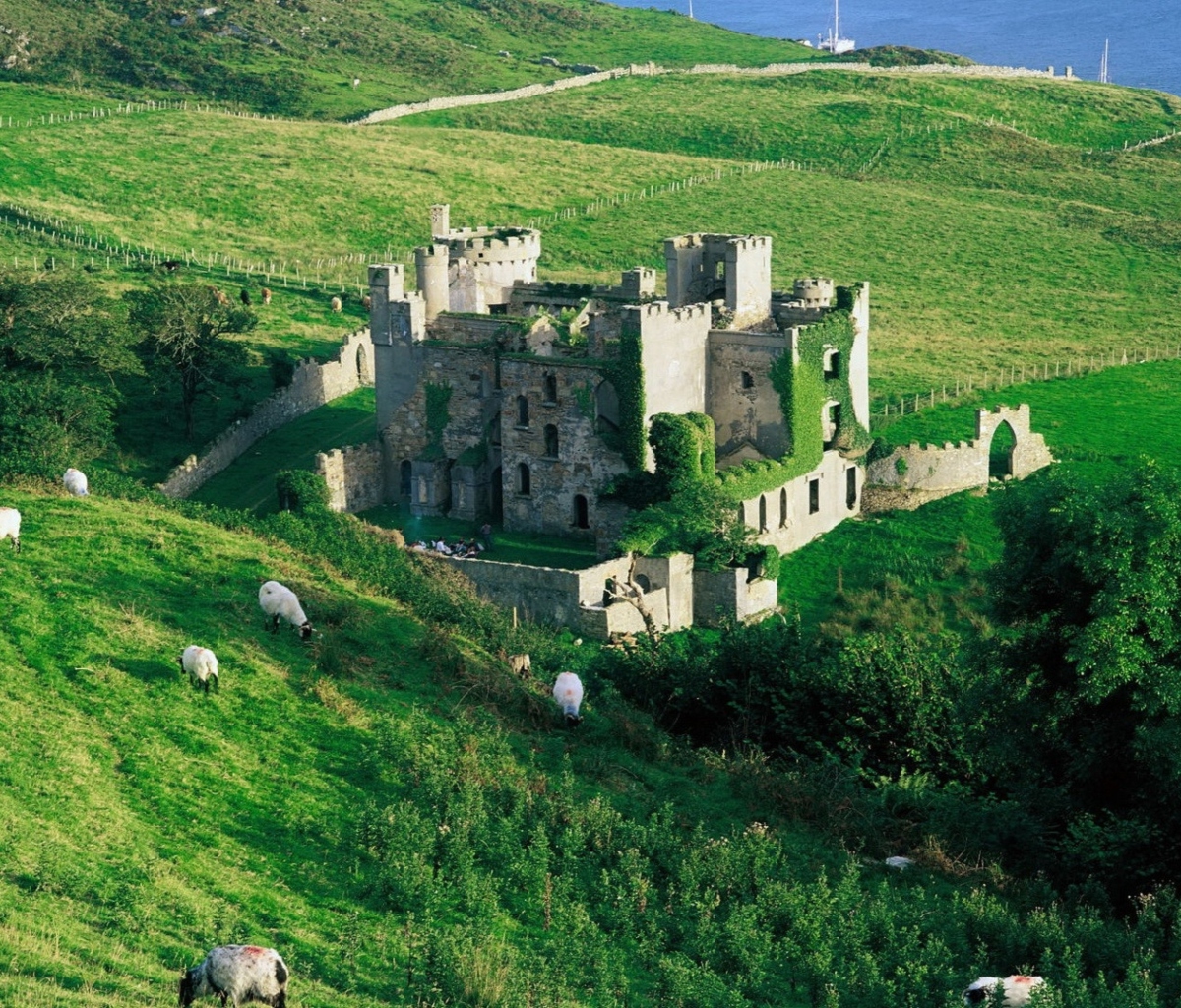 Medieval Castle On Green Hill wallpaper 1200x1024