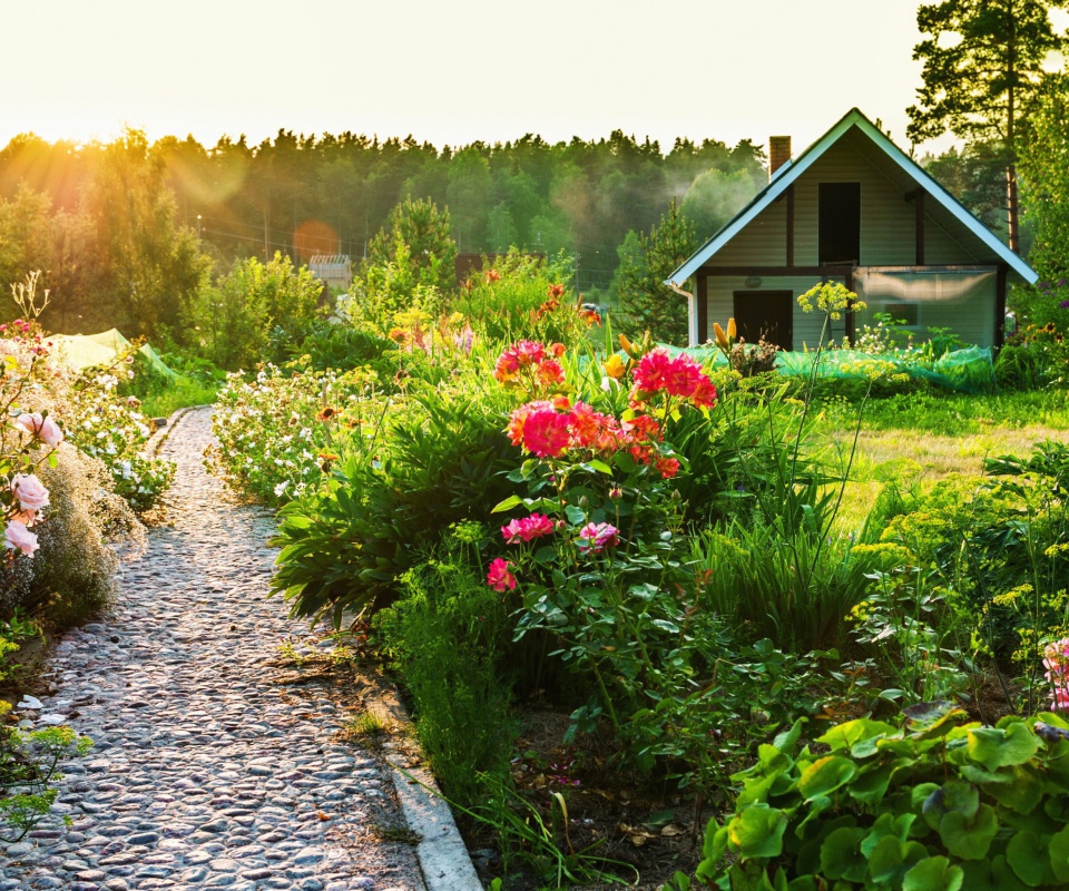 Country house with flowers screenshot #1 960x800