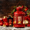Christmas candles with holiday decor wallpaper 128x128