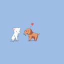 Dog And Cat On Blue Background wallpaper 128x128