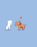 Dog And Cat On Blue Background wallpaper 128x160