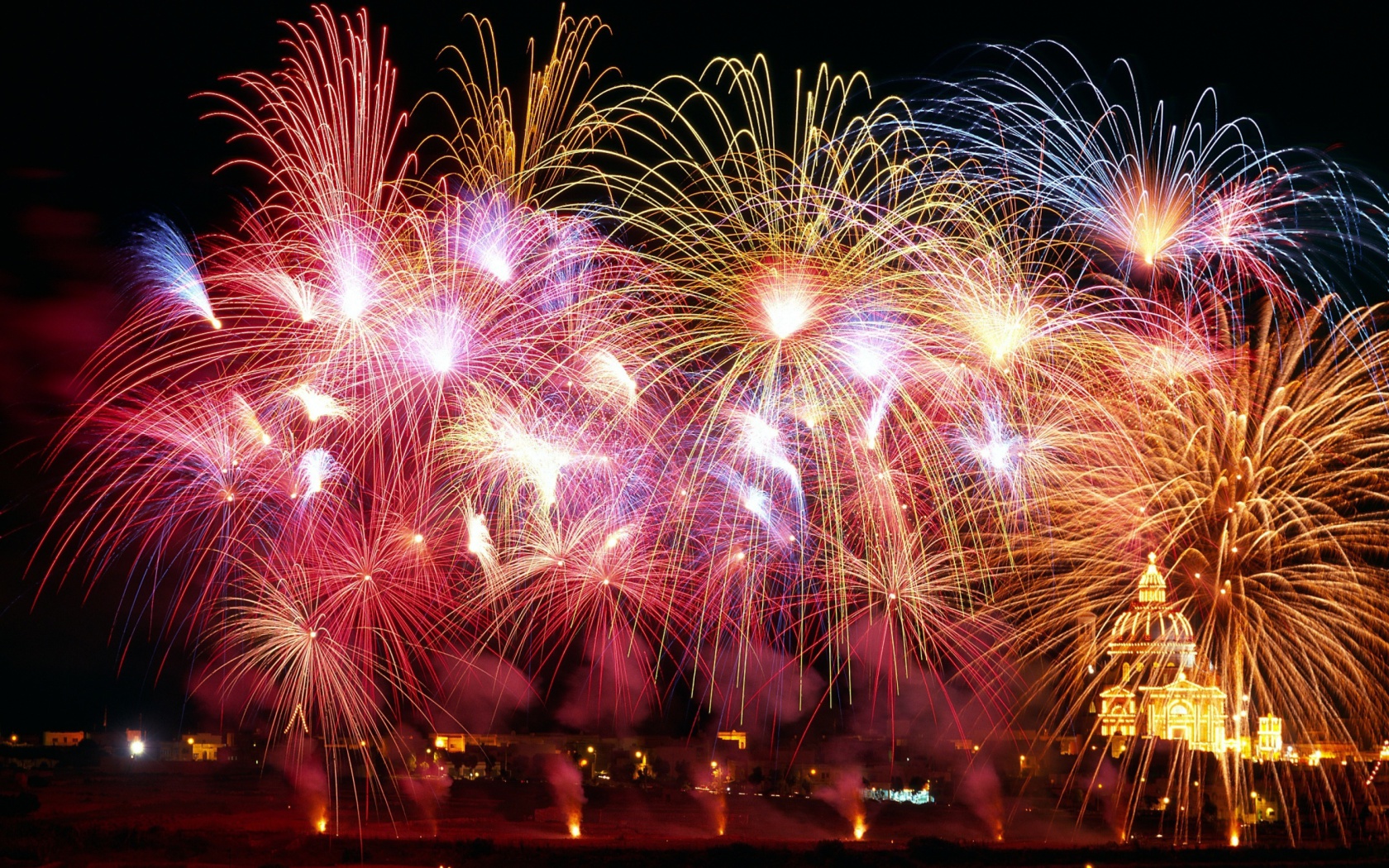 New Years Fireworks wallpaper 1680x1050