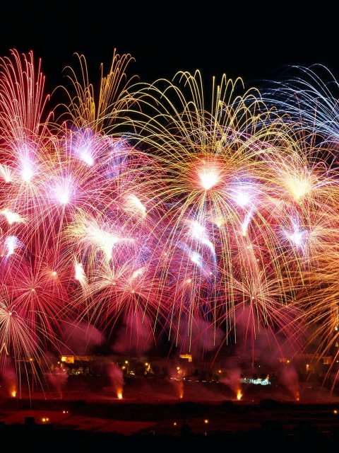 Das New Years Fireworks Wallpaper 480x640