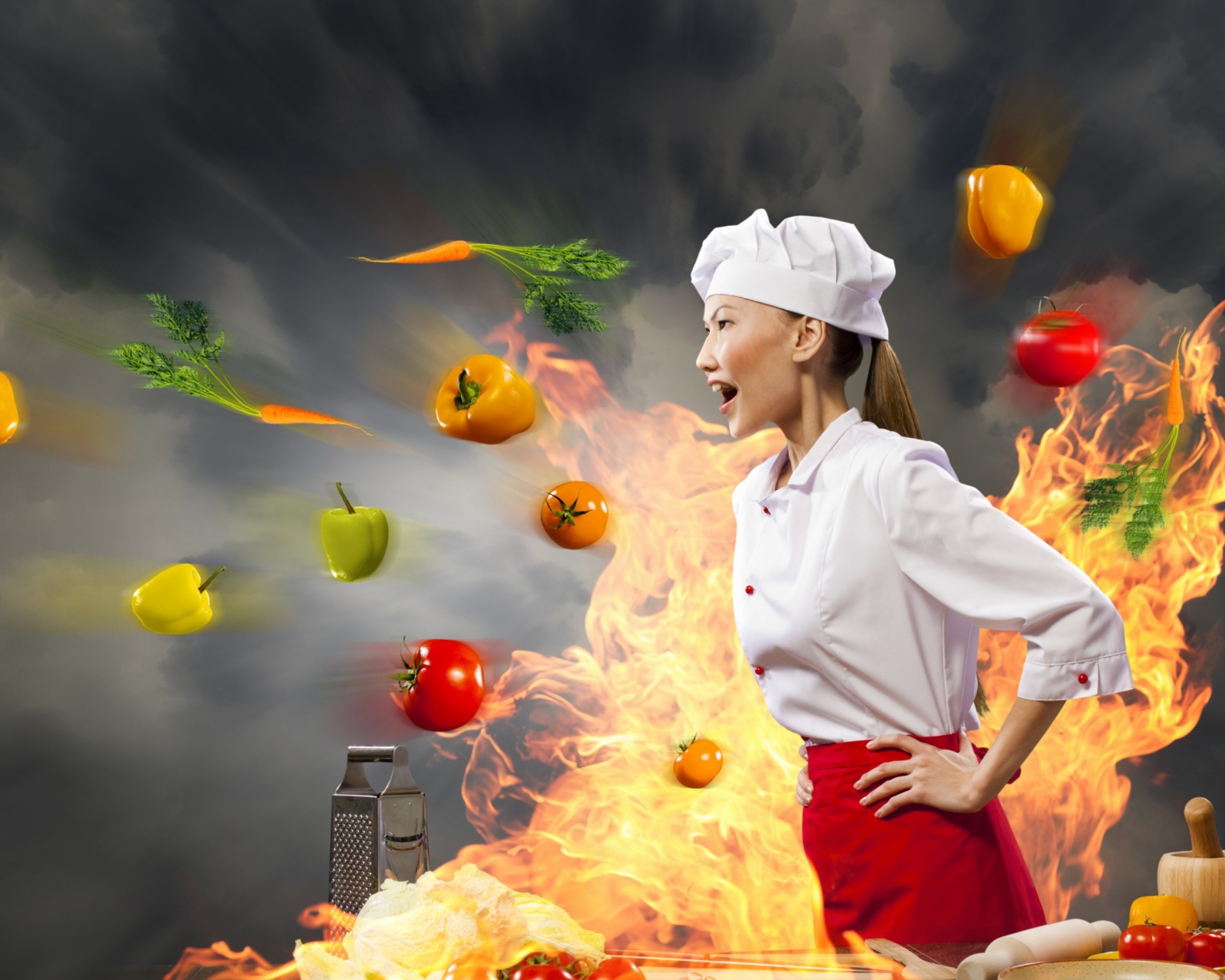 Asian Chef Girl wallpaper 1600x1280