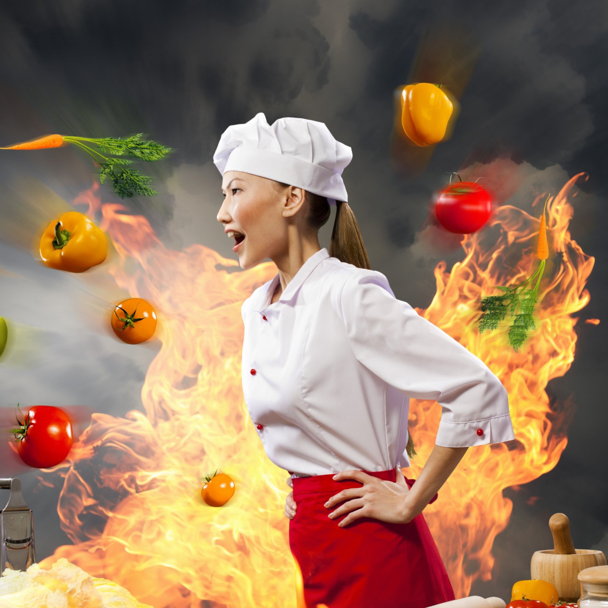 Asian Chef Girl wallpaper 2048x2048