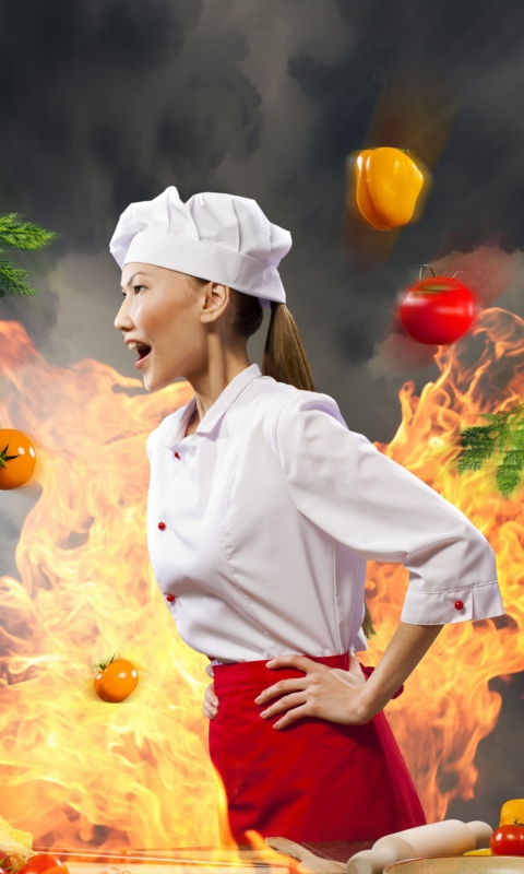 Sfondi Asian Chef Girl 480x800