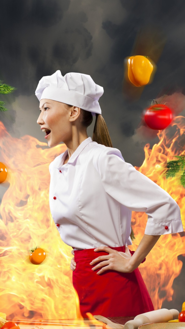 Asian Chef Girl wallpaper 640x1136