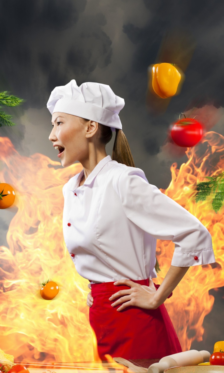 Fondo de pantalla Asian Chef Girl 768x1280