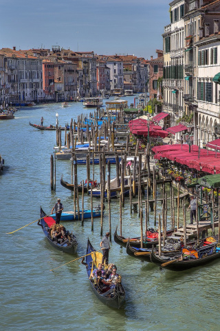 Das Venice Canals Painting Wallpaper 320x480