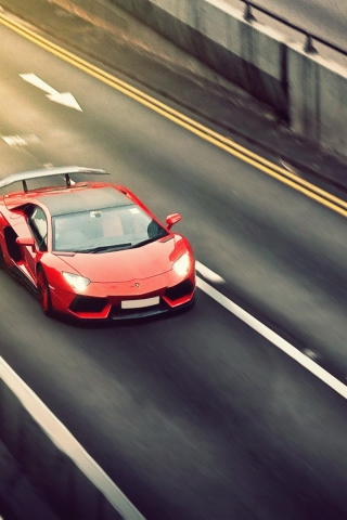 Fondo de pantalla Red Lamborghini Aventador 320x480