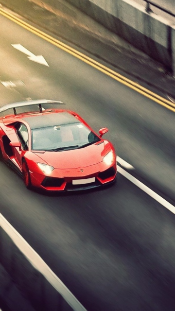 Fondo de pantalla Red Lamborghini Aventador 360x640