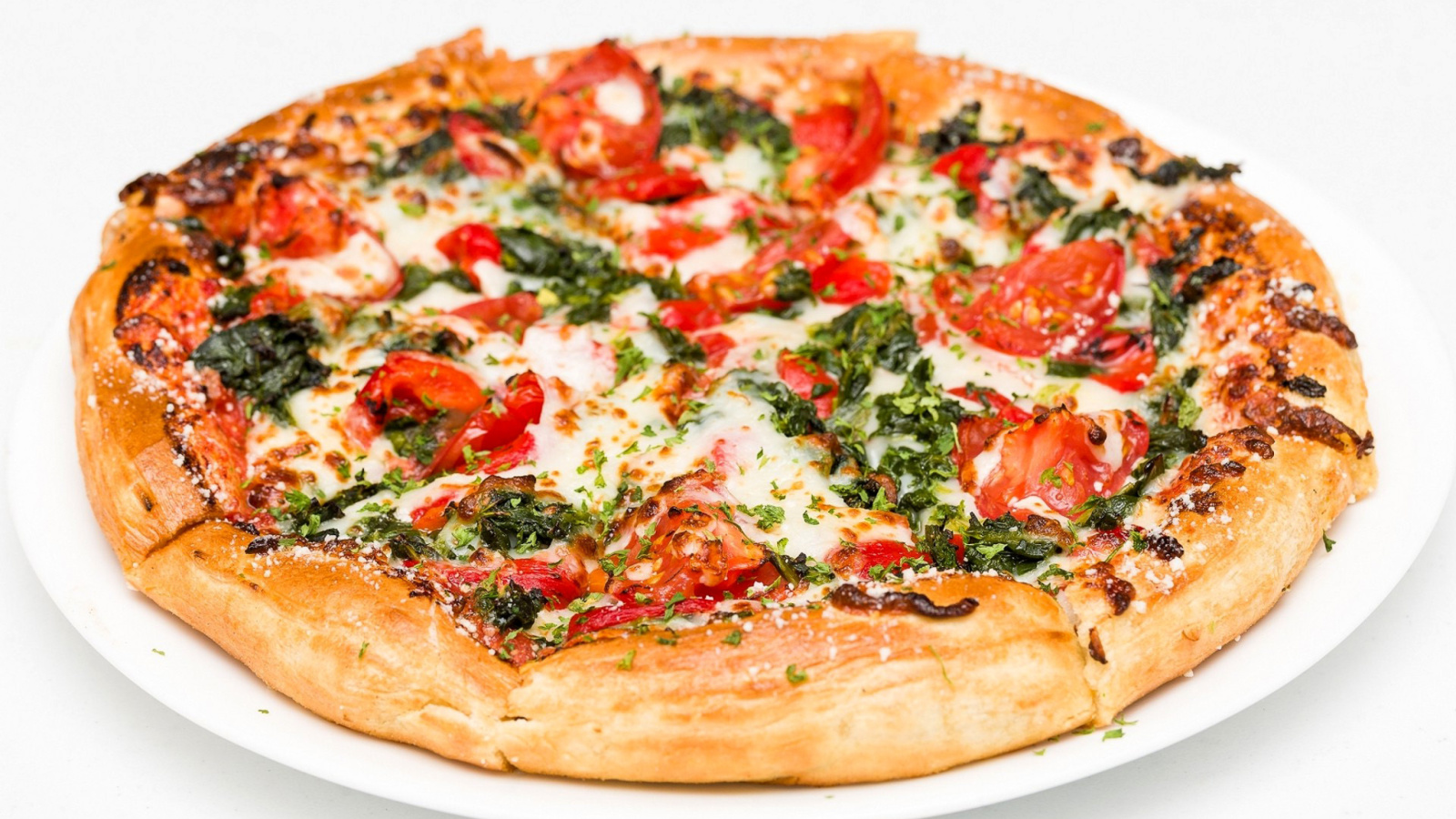 Pizza with spinach wallpaper 1600x900