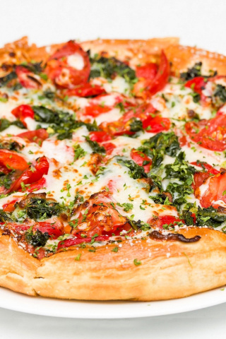Pizza with spinach wallpaper 320x480