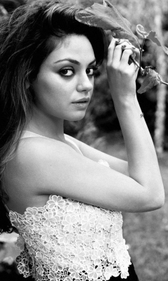 Mila Kunis Black And White wallpaper 240x400